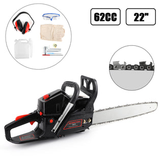 Gasoline Chainsaw – 62CC 52Cc, 2 KW- Sawing Cutting Pruning and Trimming Wood Powered Engine 2 Cycle