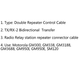 1x Double Repeater Control Cable TX/RX-2 For GM300 Radio Relay Station