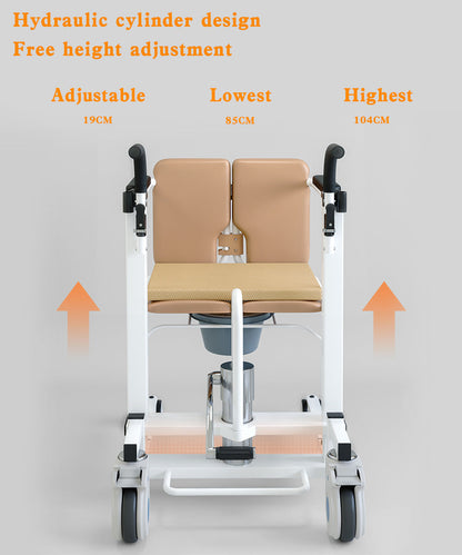 Medical Patient Lift Chair Hydraulic Transferred Lift Wheelchair 180 Split Seat With Cushion For Adults, Elderly 440 lb Weight Limited