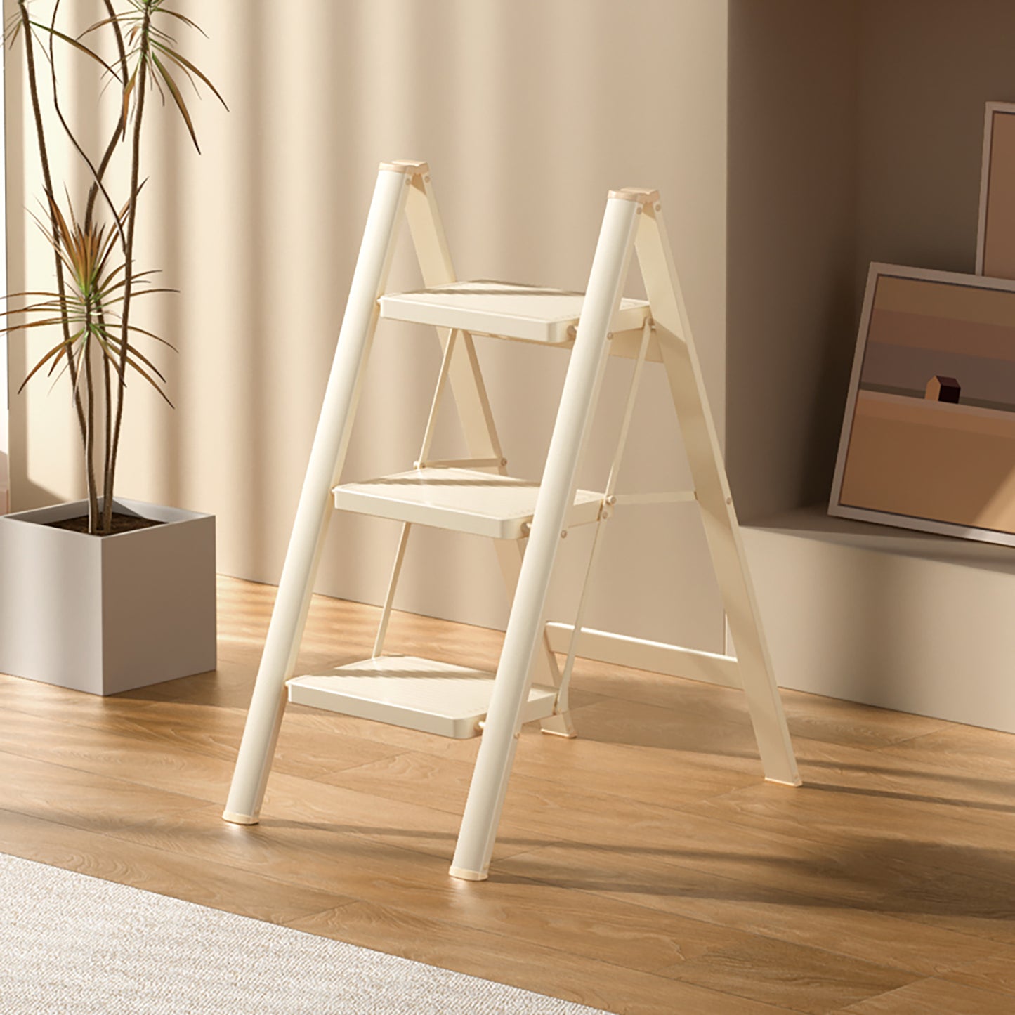 Stepladder, 3 Tiers,  Foldable, Aluminum, Ladder, Load Capacity 330.7 lbs