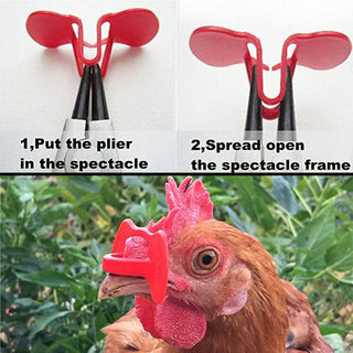 24Pcs Peepers+Pliers Chicken Glasses Poultry Blinders Spectacles Anti-PeckingF