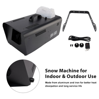 1500W Snow Machine with Wired Remote – Snowflake Maker for Christmas Parties & Stage Effects Weddings