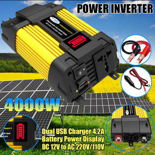 4000W Car Power Sine Wave Inverter w LED Display DC 12V To AC 220V Inverter