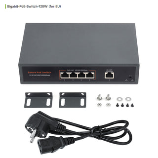 120W Gigabit Ethernet Poe Switch 10/100/1000M Port Adaptive Plug 4 Network Ports