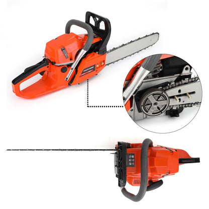 52cc Chainsaw 22inches Bar Powered Engine 2 Cycle Gasoline Chain Saw Orange