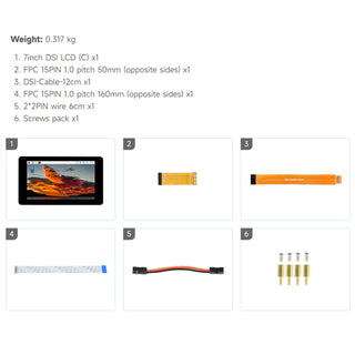 Raspberry Pi 7-inch IPS Capacitive 5-Point Touch Screen Pi5/4B DSI Display