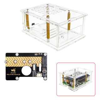 Raspberry Pi 5 PCI-E to M.2 Adapter Board Acrylic Box Adapter Case With Radiator