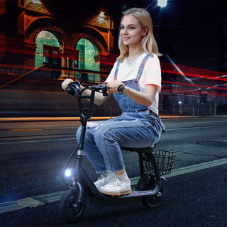 3-Speed Adjustable 12.43-Mile Range Electric Scooter with Seat for Kids Neon Lights Up to 11 MPH Electric Scooter for Kids Ages 4-10