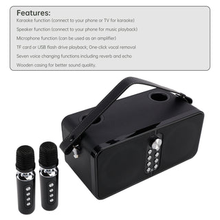 Wireless Bluetooth Speaker Dual Microphone Karaoke All-In-One Outdoor Portable