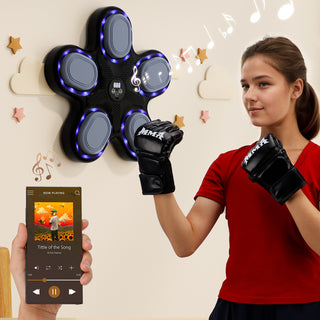 Music Boxing Machine with Boxing Gloves – Wall-Mounted Smart Boxing Trainer Electronic Punching Target for Home Indoor & Gym Workouts