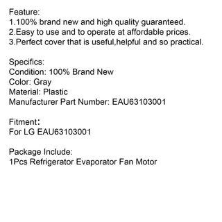DC 12V Refrigerator Evaporator Fan Motor LG EAU63103001 Replacement