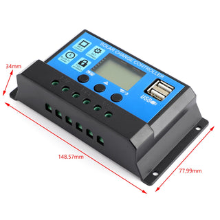 PWM Charge Dual USB Controller Solar Panel Battery Regulator LCD 60A 12V/24V