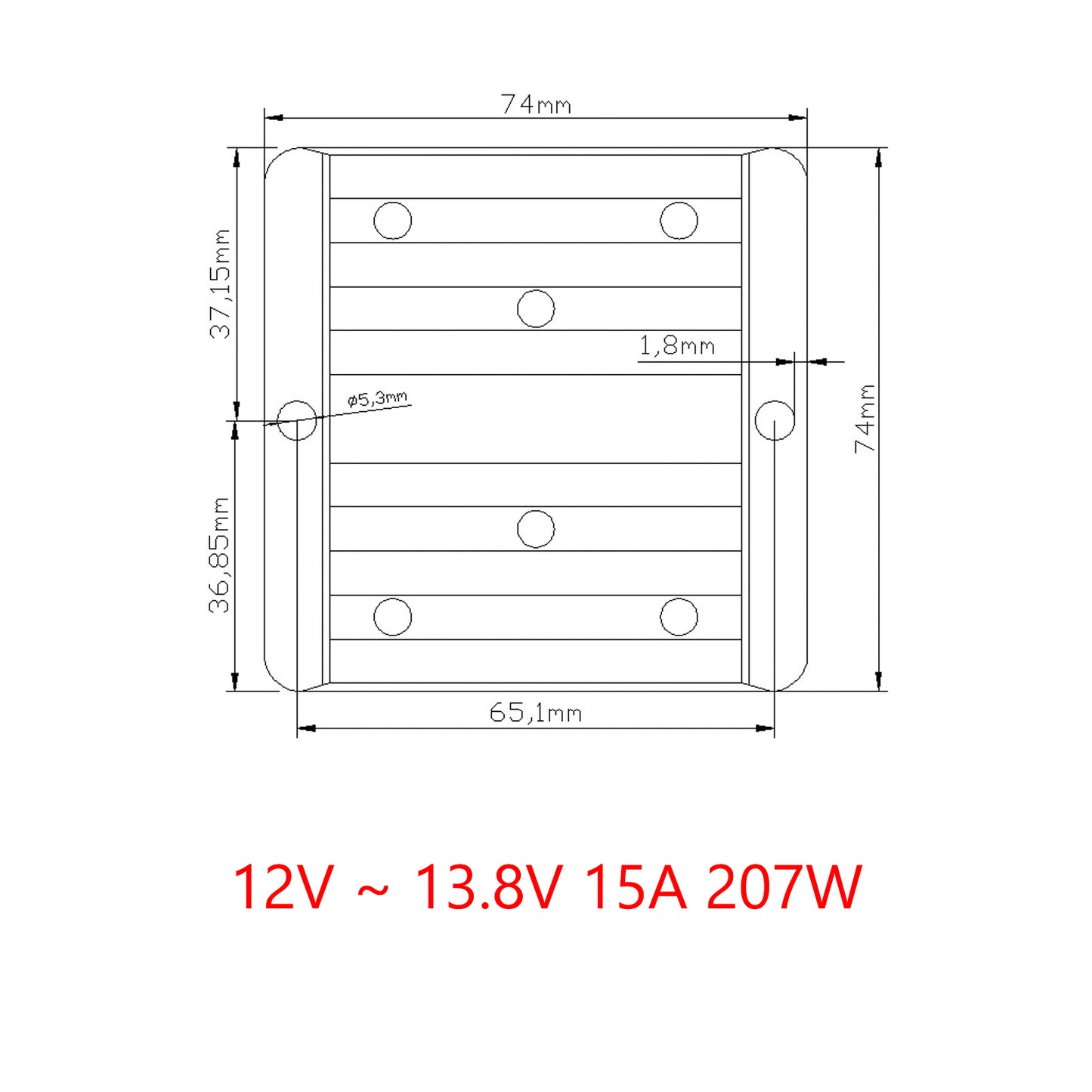 Waterproof DC/DC Converter Regulator 12V Step Up to 13.8V 15A 207W Generic