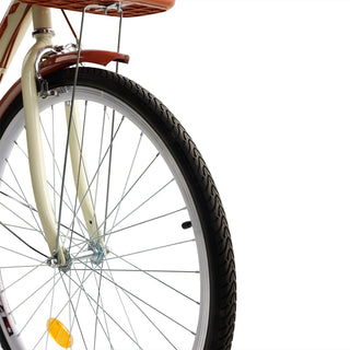26-Inch 7-Speed Women's Cruiser Bike – Classic City Bicycle with Spoke Wheels (Cream)