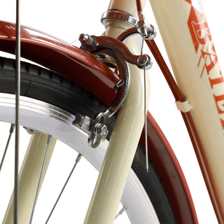 26-Inch 7-Speed Women's Cruiser Bike – Classic City Bicycle with Spoke Wheels (Cream)