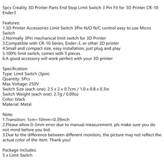 5pcs 3Pin Endstop Limit Switch Mechanical Endstop Switch Module for CR-10 Ender3