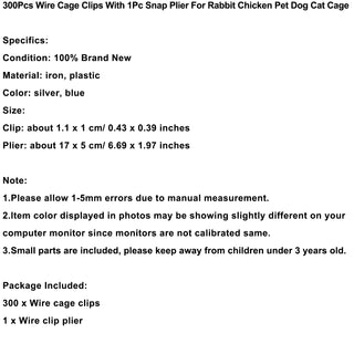 300 Pieces Wire Cage Clips With 1 Piece Rabbit Cage Repair Pliers Metal