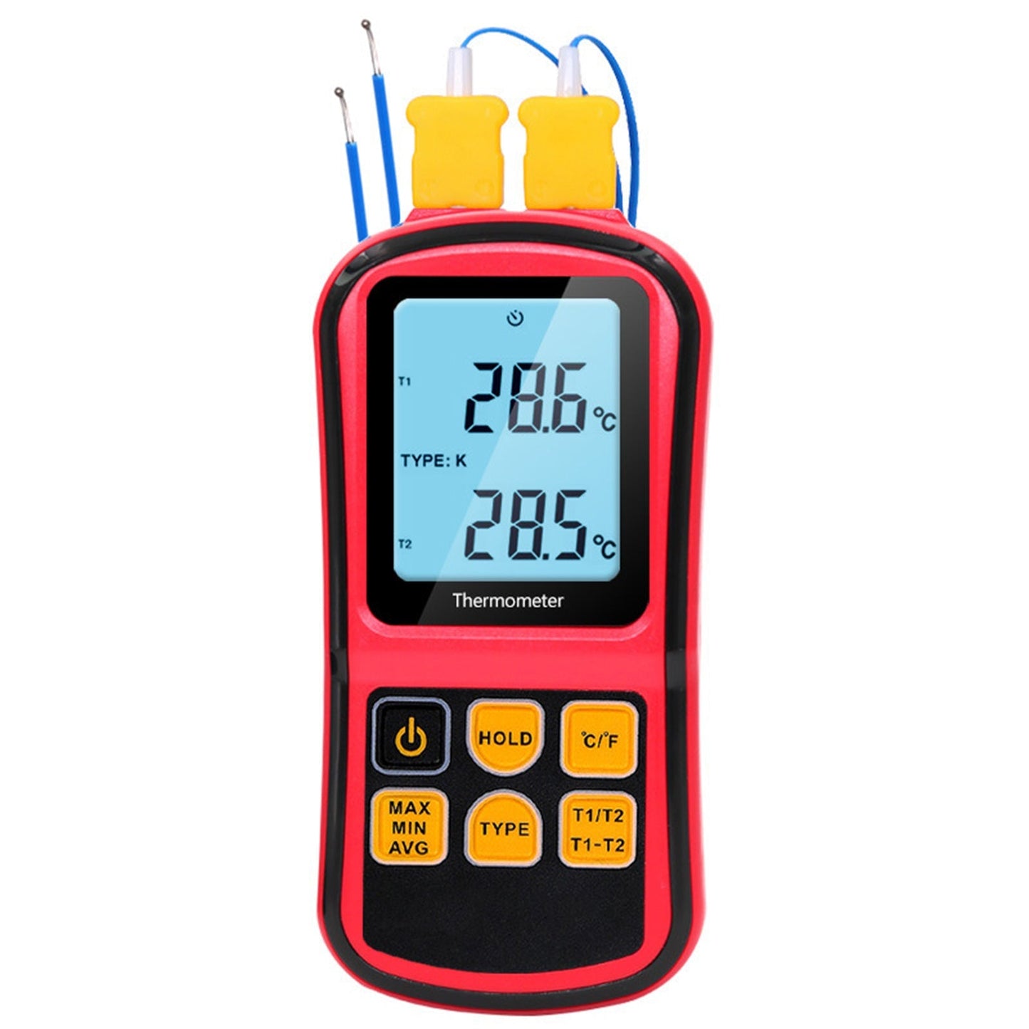 Digital Dual Channel Thermometer With 2 K-Type Thermocouple Sensor Tester Generic