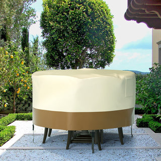 Topteng 420D Circular Waterproof Patio Furniture Cover for Outdoor Table and Chairs