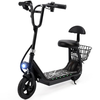 3-Speed Adjustable 12.43-Mile Range Electric Scooter with Seat for Kids Neon Lights Up to 11 MPH Electric Scooter for Kids Ages 4-10