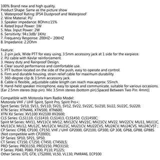 2 PIN Shoulder Speaker Mic FOR Motorola GP68 CP150 GP88 CP200 PMMN4029A Walkie-T