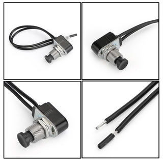 1pc Normally Open Momentary Self-resetting Push Button Reset Switch w/Wire Black