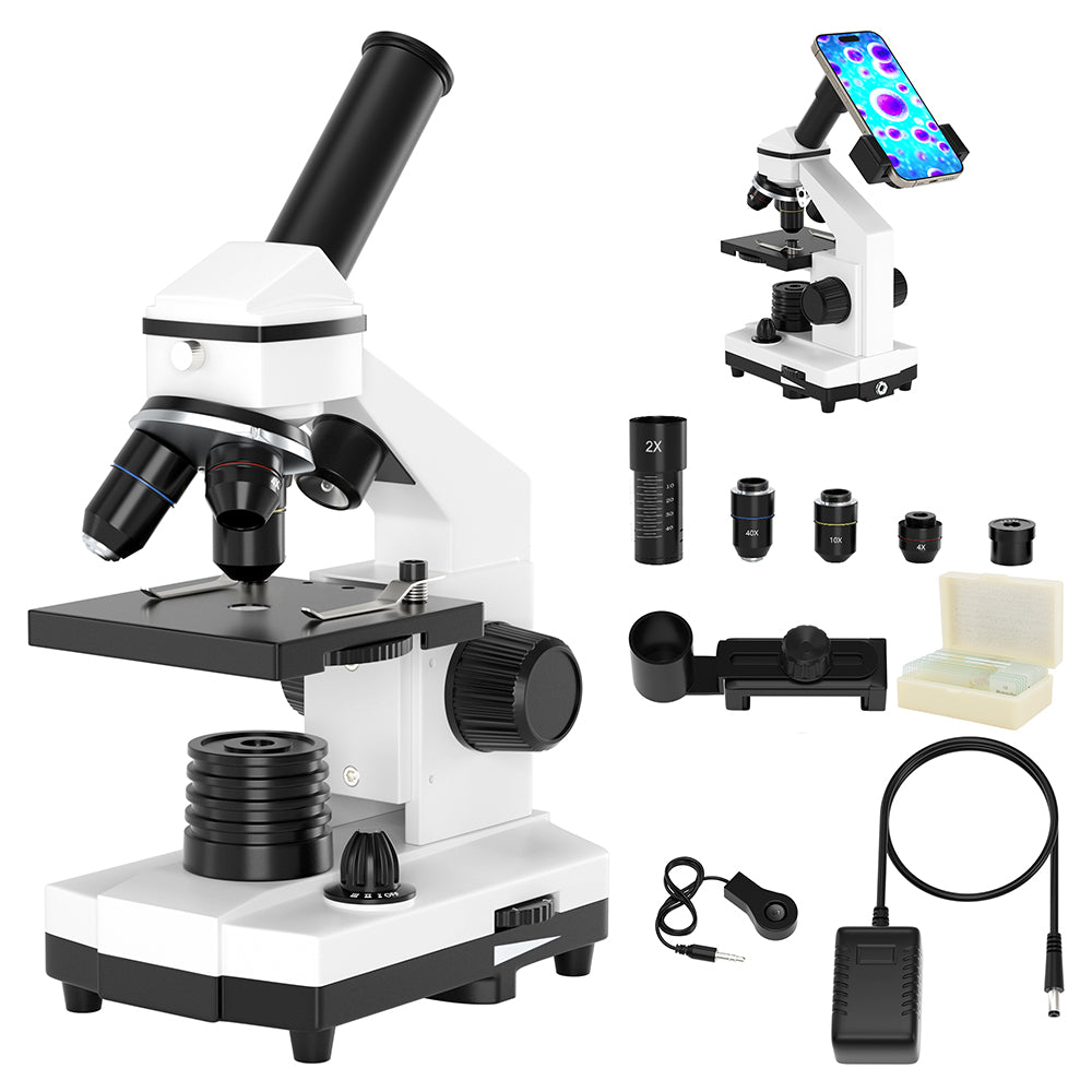 High-Power Compound Monocular Microscope 100X-2000X Magnification – HD Optics, LED Illumination for Adults and Students