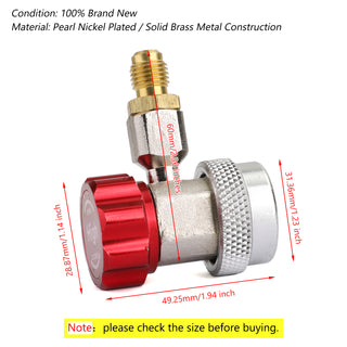 2x 1/4" Quick Connector Adapter Coupler Auto A/C Manifold Gauge Low/High HVAC