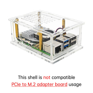 Raspberry Pi 5 PCI-E Adapter Case PI5 PCIe to M.2 Adapter Board Acrylic Box