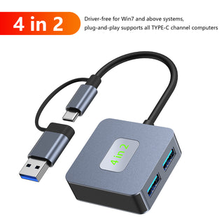 4 in 2 Type-C + USB to USB3.2 Interface Hub Adapter Dock for MacBook iPad Pro 15
