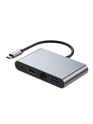 4 in 1 Docking Station TYPE-C to RJ45 100M HDMI USB3.0 PD Interface Hub Adapter