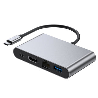 4 in 1 Docking Station TYPE-C to RJ45 100M HDMI USB3.0 PD Interface Hub Adapter