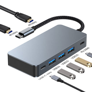 7 in 1 TYPE-C+USB3.0*3+HDMI*2+PD100W+USB-C Data Interface Hub Adapter Dock