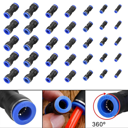 Quick 35 Pcs Straight Push Connectors 4/6/8/10/12/14/16mm Air Line Pneumatic Generic