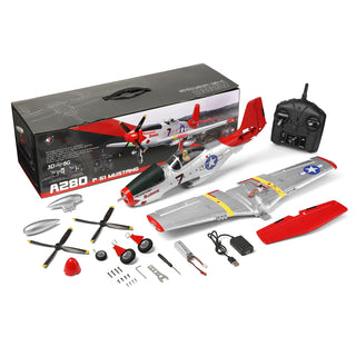 XK A280 RC Airplane P51 Fighter 4CH 3D/6G Fixed Wing Brushless Motor