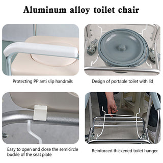 Multifunction Shower Commode Wheelchair for Elderly – Mobile Toilet Chair with Wheels
