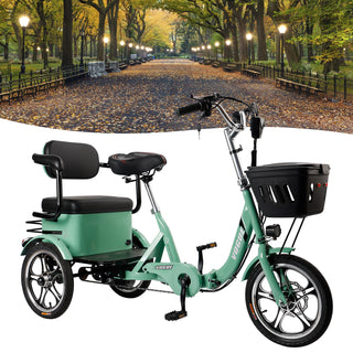 Foldable Electric Trike for Adults with Rear Seat, 48V 12Ah, 3-Wheel