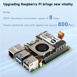 Raspberry Pi 5/5B PCIe to M.2 Adapter Board Radiator Fan Nvme Hard Disk Protocol