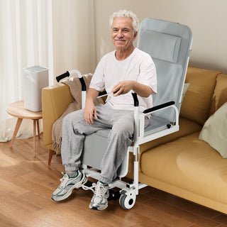 4-in-1 Patient Lift Wheelchair with Potty & Reclining Bed Function