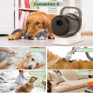 Dog Vacuum Brush for Shedding Grooming 1.5L Grooming Tools for Dogs Cats Pets 5 In 1 Pet Grooming Kit Vacuum Suction Professional Pet Hair Clipper