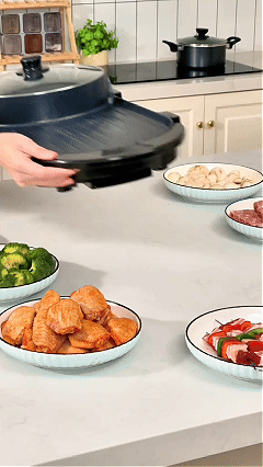 2 in 1 Portable Electric Hot Pot Barbecue Grill Non-Stick Teppanyaki Pan
