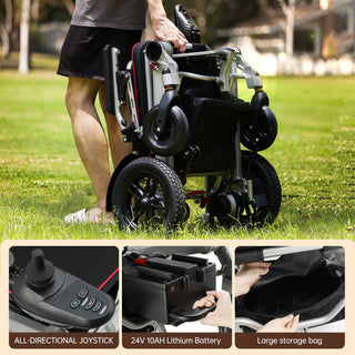 Topteng 3-Second Fold Power Wheelchair | Lightweight, 220 lb Capacity