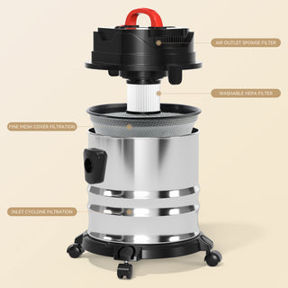18L Handheld Ash Vacuum Cleaner,Pellet Stove Vacuum,16-18kpa Powerful Suction,Stainless Steel Canister,Dust Remove,For Home Office,Carpet Floors&Pet Hair