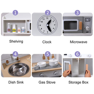 Play Kitchen Kids Cookware Microwave Toy Gift Play Set For Boys Girls Age 3-8