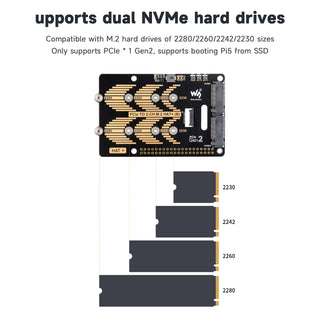 Raspberry Pi 5 PCIe Dual Channel M.2 Rotary Board Nvme Protocol Write Faster