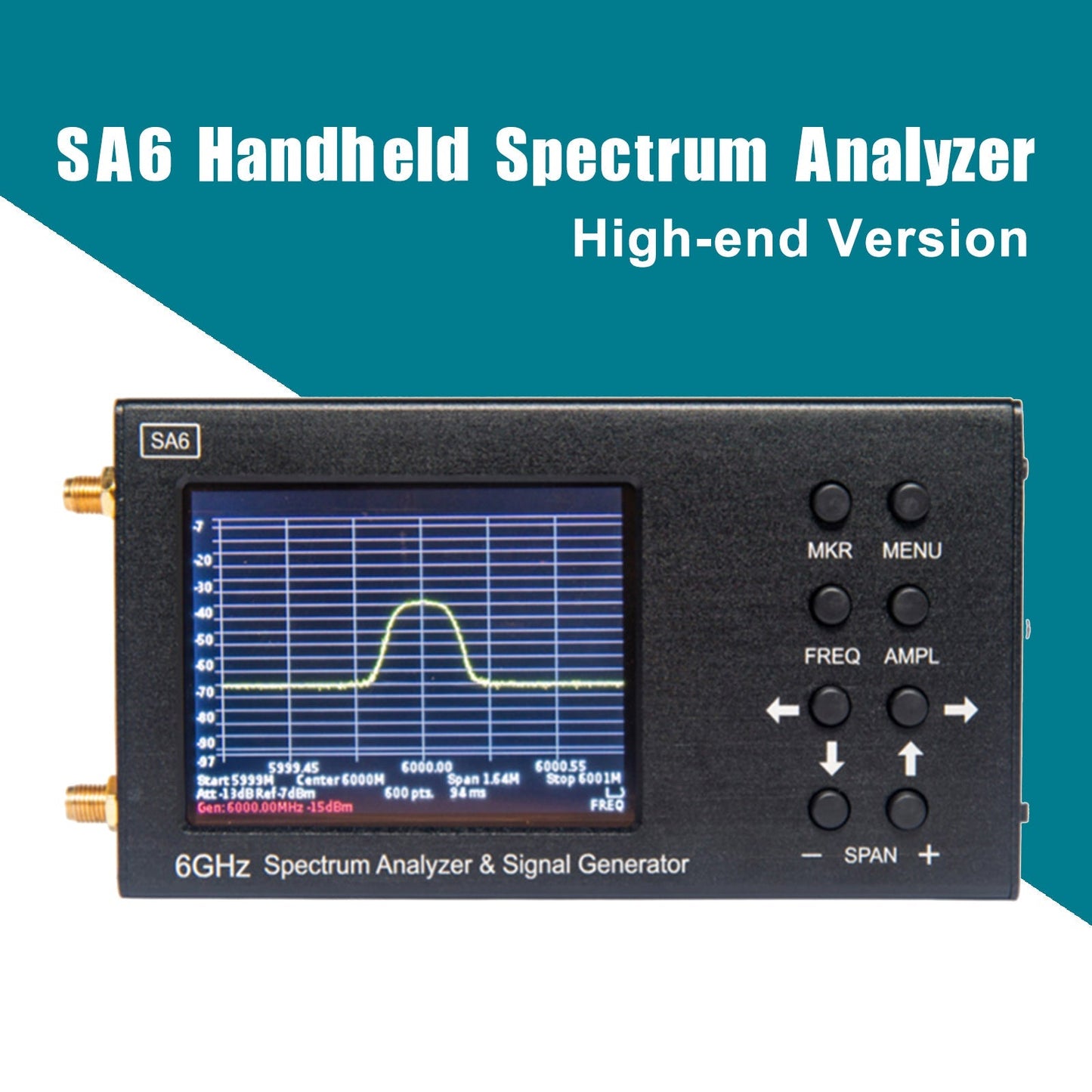 SA6 6GHz Handheld Portable 3.2" Spectrum Analyzer Signal Generator 35-6200MHz Generic