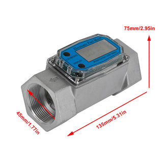 1.5" Digital Turbine Flow Meter LCD Display Flowmeter Flow Rate Of 40-280LPM