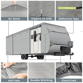topteng 5 Layers Camper Cover 27'-30' Travel Trailer RV Cover Windproof Extra Thick  with Adhesive Repair Patches