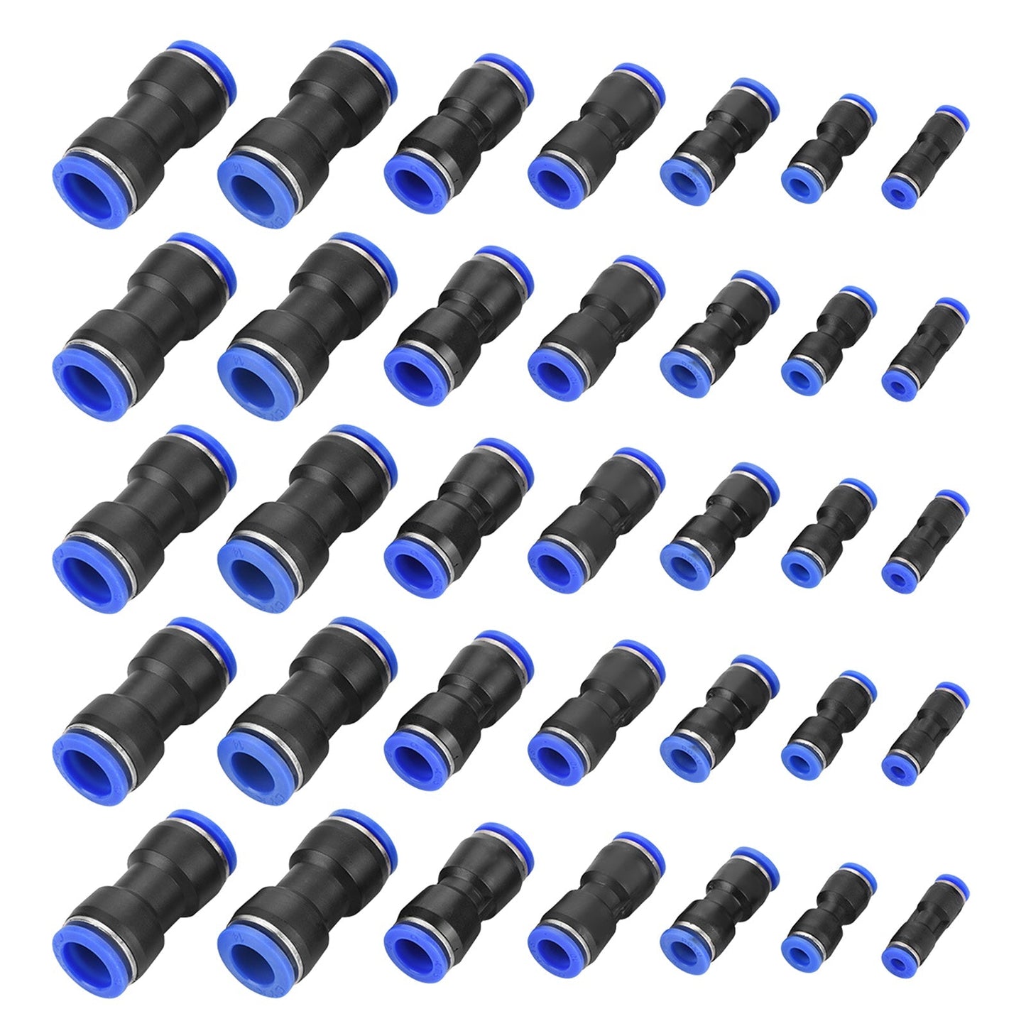 Quick 35 Pcs Straight Push Connectors 4/6/8/10/12/14/16mm Air Line Pneumatic Generic