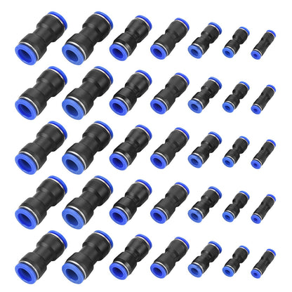 Quick 35 Pcs Straight Push Connectors 4/6/8/10/12/14/16mm Air Line Pneumatic Generic